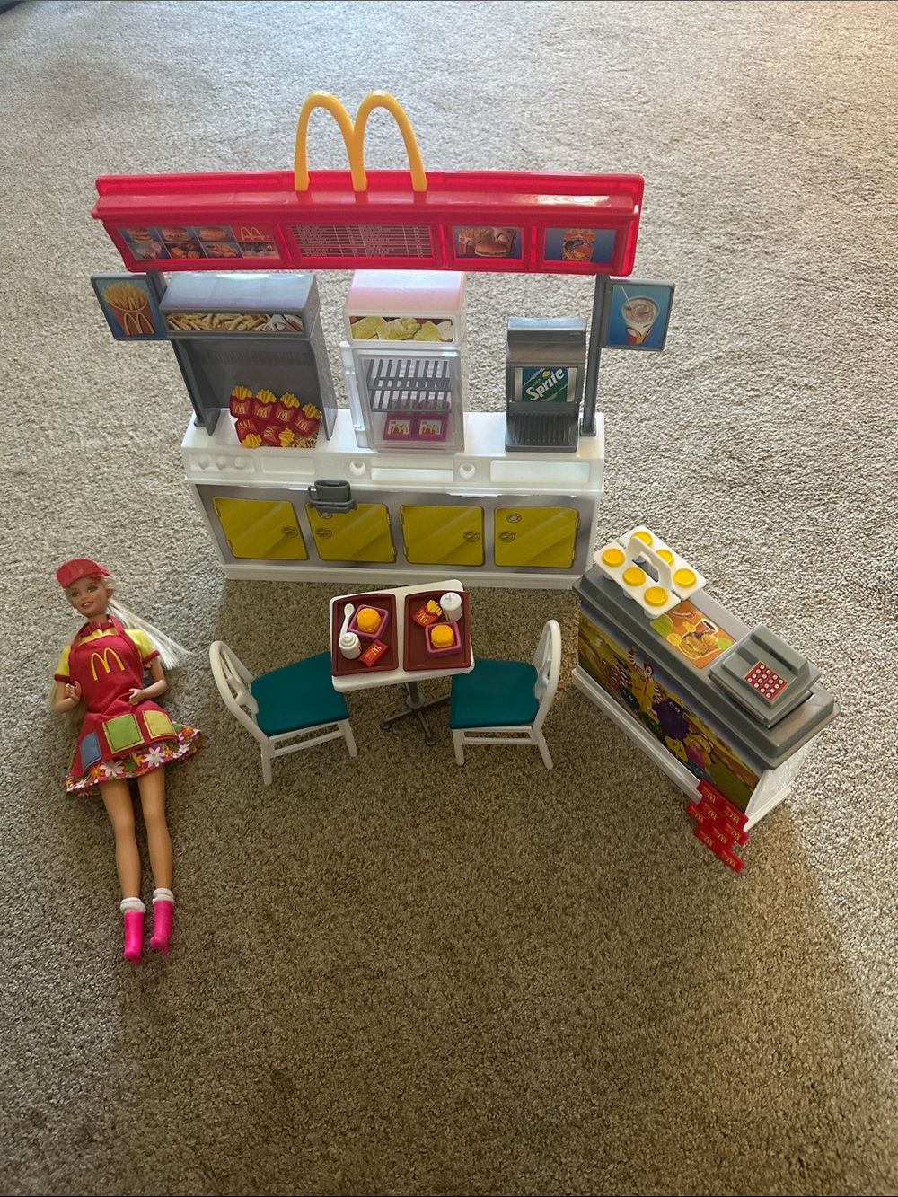 2001 vintage McDonald's Pink, Yellow & Teal Playset with Doll and Accessories